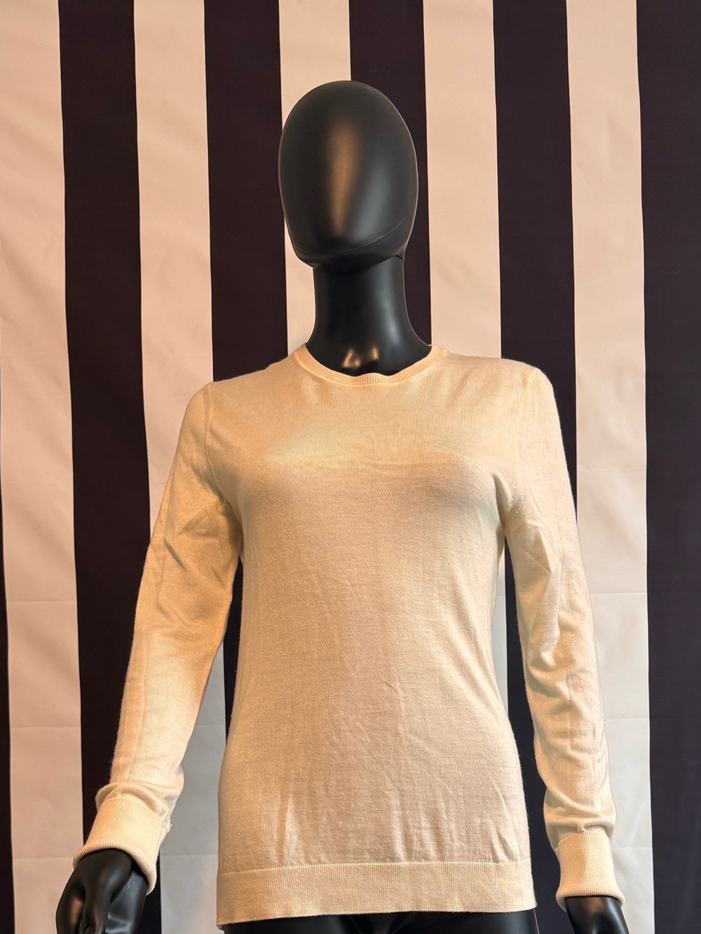 Faconnable Cream Crewneck Long Sleeve Knit Top